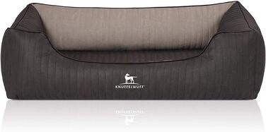 Ортопедичне собаче ліжко Knuffelwuff Outback XXL з лазерного стежчастого штучного шкіряного покриття, 120 x 85 см, чорний/сірий. Знімний чохол, легко мити, підходить для великих, середніх та маленьких собак. Розміри: 120 x 85 x 25 см