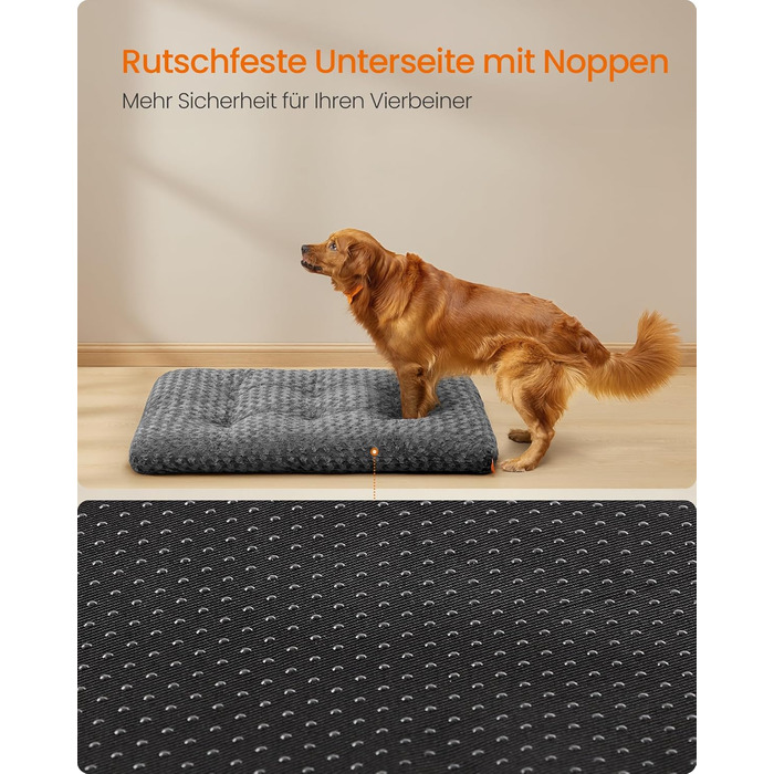 Ліжко для собак Feandrea XL, м'яке, для великих собак, 110 x 73 см, сірий, PGW293GN01