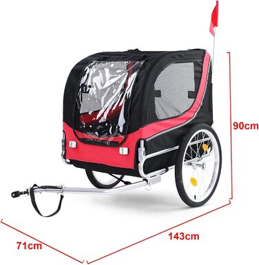 Причіп для велосипеда для собак, складний, червоно-чорний, до 40 кг