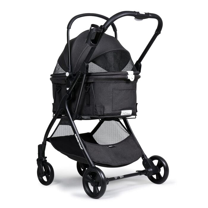 Візок для собак та котів з функцією складання, чорний. Розміри: 73 x 55 x 100 см, вантажопідйомність: 15 кг