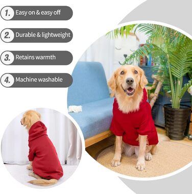 Світшот для собак BINGPET з капюшоном, флісова підкладка, теплий, м'який, для осені/зими, для малих, середніх та великих собак та котів
