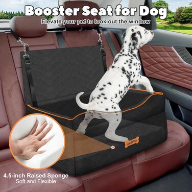 Автокрісло для собак VavoPaw, чорне, M: для собак до 25 кг, з м'якою подушкою та страхувальним ременем