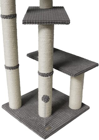 Драбина-кіготь для котів Bontoy Pascha, 240-260 см, сірий, з гамаком та 3 сходами