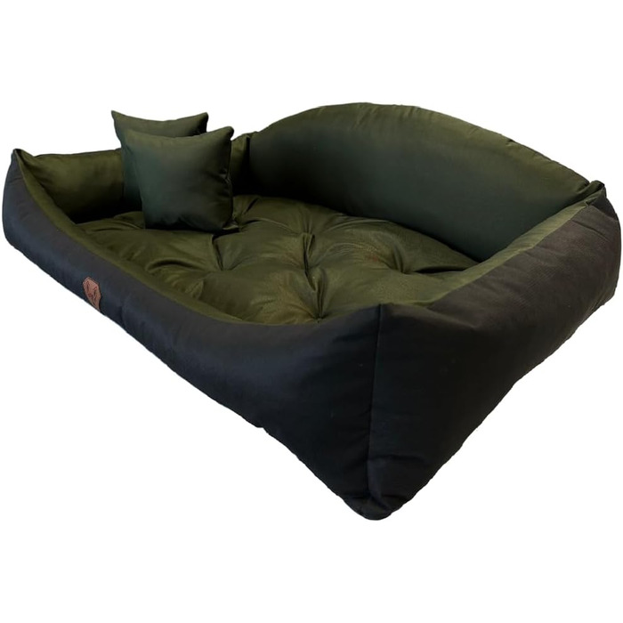 Ортопедичне ліжко для собак Dogs4Life: м'яке, миється, з можливістю персоналізації імені. Розміри S-XXL, колір хакі.
