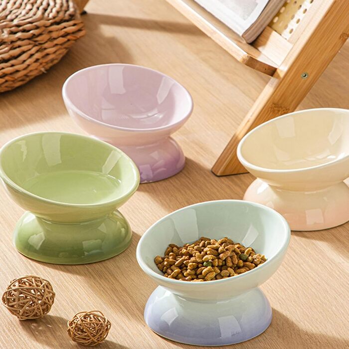 Підвищена годівниця для котів та собак Busnos, керамічна миска для води та їжі, жовта, 15.5x15.5x11 см