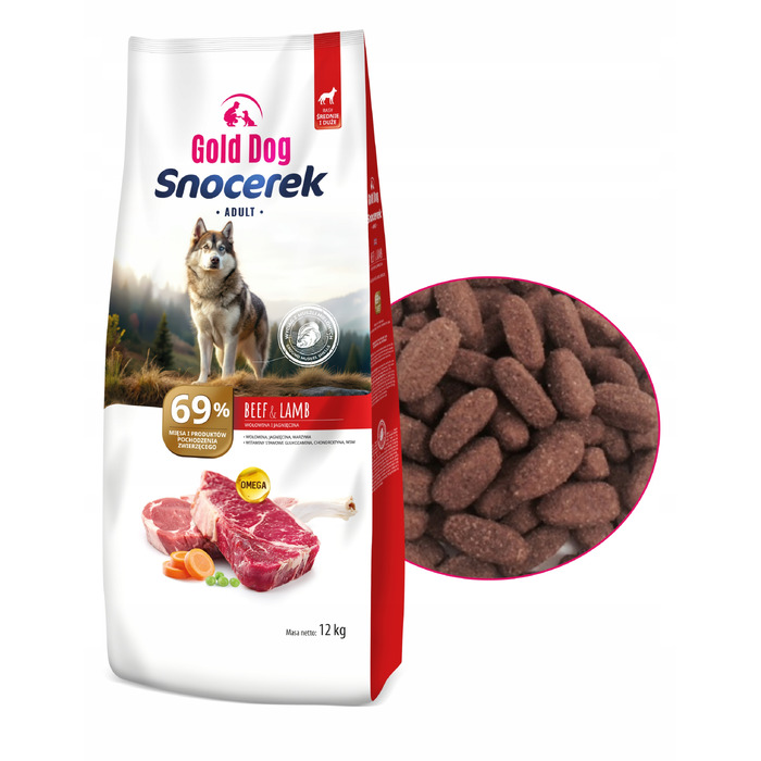Корм для собак Gold Dog Snocerek 12кг (яловичина та ягня), без птиці