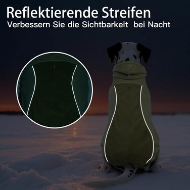 Теплий зимовий пуховик для собак Katzinst - теплий пуховик для собак з захистом живота, флісовий, для великих собак, зелений (2XL)