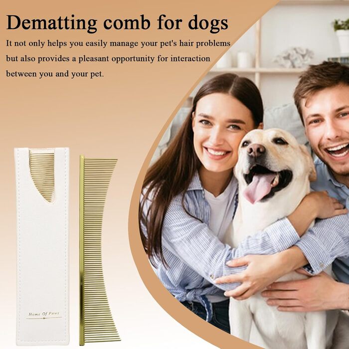 Гребінець для собак та котів | Щітка для грумінгу | Для довгошерстих порід | Щоденний догляд за шерстю | Після купання | Для літніх тварин та цуценят (Золотий)