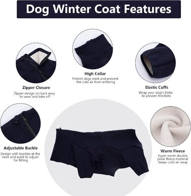 Теплий флісовий халат для собак, цільнотіла куртка на чотирьох ногах, регульований пуловер на блискавці, зимовий одяг, ідеально підходить для собак в приміщенні та на вулиці, для маленьких, середніх та (XL, блакитний)