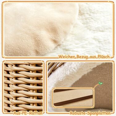 Дерево для котів Yaheetech з ротангу, 91 см, для великих котів до 10 кг, з печереєю та платформами, бежеве