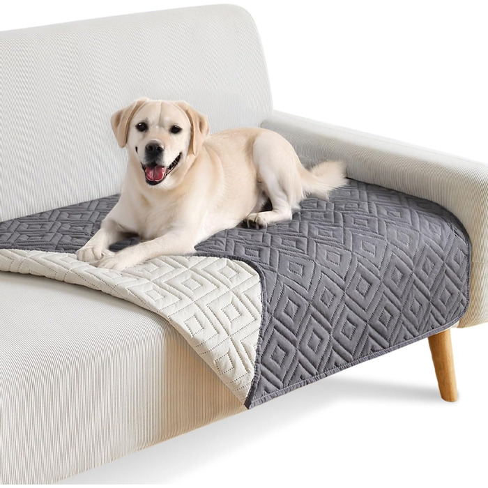Водонепроникний килимок для собак, неслизький та пральний, ковдра для собак та котів, захисний килимок для дивану від шерсті та подряпин, ідеально підходить для дивану, ліжка, автокрісла (Сірий, 127×152см) (97x190см)