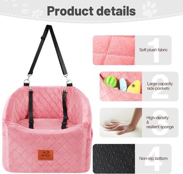 Автокрісло для собак: зручне автоліжко з memory foam для малих та середніх порід (до 15,9 кг)