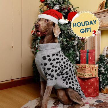 ROZKITCH Пуловер для собак середнього та великого розміру, теплий в'язаний пуловер, зимовий одяг для хаскі, біглів та догів, сірий, розмір L (спинка: 40 см)