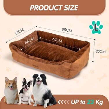 Ортопедичне ліжко для собак Nobleza, великі породи, XL, 110x75x20 см, коричневе, з м'яким наповнювачем, антиковзаюче, миється