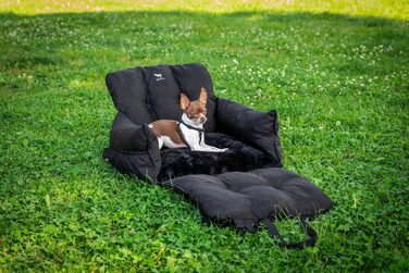 Автокрісло для собак JACKO & CO V2 Premium – підходить для малих та середніх тварин (до 18 кг), з підстілкою та поворотком, чорне