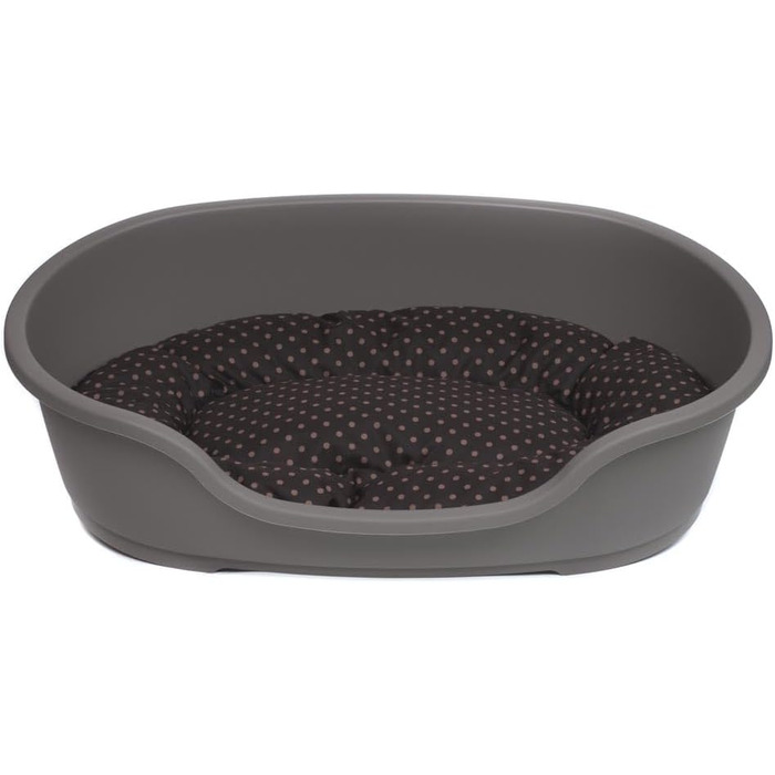 Корзина для собак Adena, 81 x 54 см, бежева + подушка в горошок, коричнева, розмір L 81 x 54 x 24 см, дизайн 13