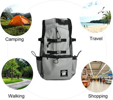 Рюкзак-переноска для собак, 1–25 кг, сірий XL. Зі шнурком, отвором для голови, вентиляцією. Для маленьких та середніх собак. Безпечний, комфортний, легкий.