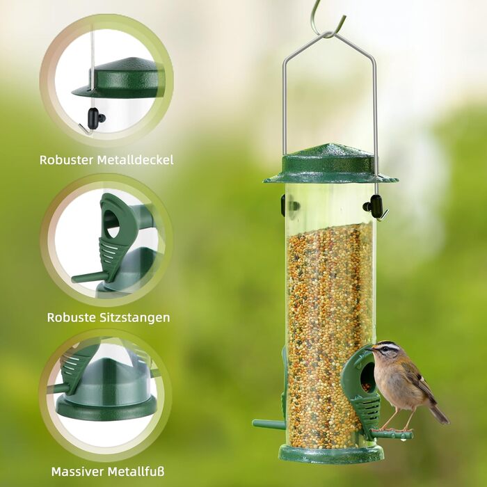 Годівниця для птахів Mixxidea з нержавіючої сталі, для саду та двору, 2 шт. (зелена)