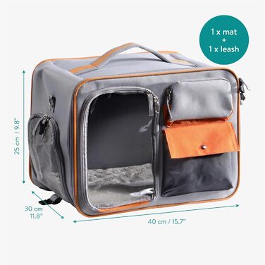 Транспортна переноска для котів Navaris - безпечна та зручна переноска для кота з вікном та 3-стороннім відкриванням, з плечовим ременем та надійними застібками