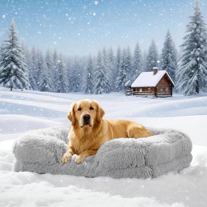 Ортопедичне ліжко для собак великих порід: тепле, неслизьке, стійке до укусів. Яйцеподібне поролонове ліжко-подушка для собак, знімний помпон, килимок для собак. Чудовий подарунок для любителів собак на зиму. Колір: сірий, розмір: L