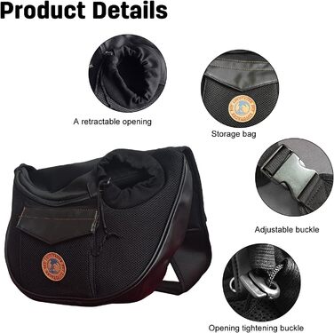 PETCUTE Сумка-переноска для собак, для маленьких собак, переноска для цуценят, дихаюча сітка, транспортна сумка, 9 кг (Чорний)