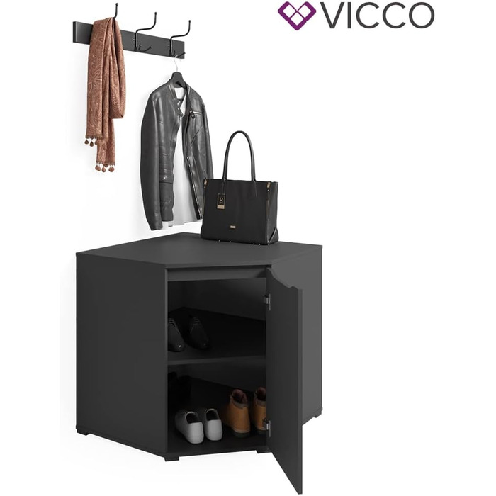 Комод Vicco Ruben з дверцятами, антрацит, 78x77,6 см, шафа для зберігання