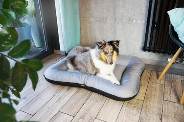 Ліжко для собак середніх порід 4L Textil KLEO, 90x70 см, бежеве, з блискавкою. Також: килимок, матрац, подушка для собак. Розміри: 80x60x10 см (сірий, з блискавкою)