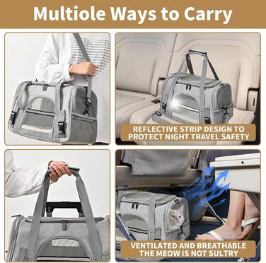 Транспортна сумка для кота та собаки, переноска для тварин з підстилкою, портативна, м'яка, складна, для цуценят та кошенят, дозволена авіакомпаніями
