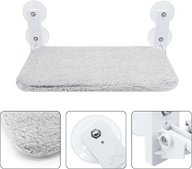 Кріплення для кота на вікно Gearific, гамак з 4 присосками, міцний каркас, дихаюча сітка, сірий, 45 x 30 см