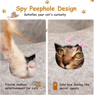 Кішка Будиночок-Туннель Nobleza з Фетру, Сірий, 60x60x26 см