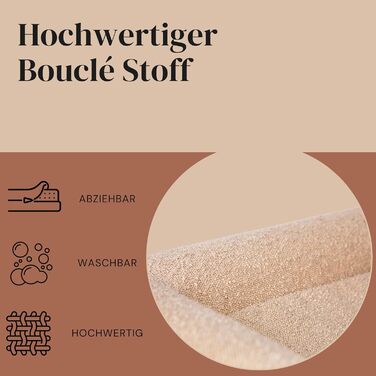 Ортопедичне ліжко для собак Bouclé, бежеве, з піною Memory Foam (M)