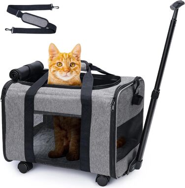 Транспортна сумка для собак та котів до 9 кг з колесами, переноска для авіаперельотів, сіра