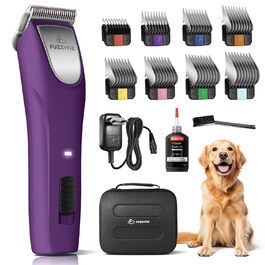 Професійна машинка для стрижки собак, 2 швидкості, ергономічний дизайн, для собак та котів, фіолетовий колір