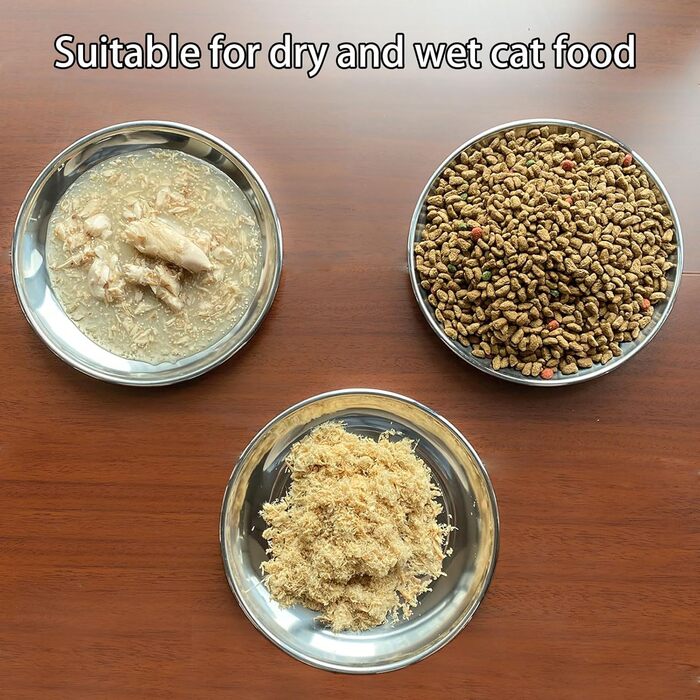 Миски для котів з нержавіючої сталі – для полегшення догляду за вусами, зменшення втоми, годівниця для котів з нековзною підкладкою (2 шт, великі)