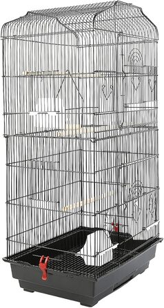Клітка для птахів Vogelkäfig, чорна, 46×36×92 см, вольєр з дверцятами для папуг, канарок, хвилястих папужок