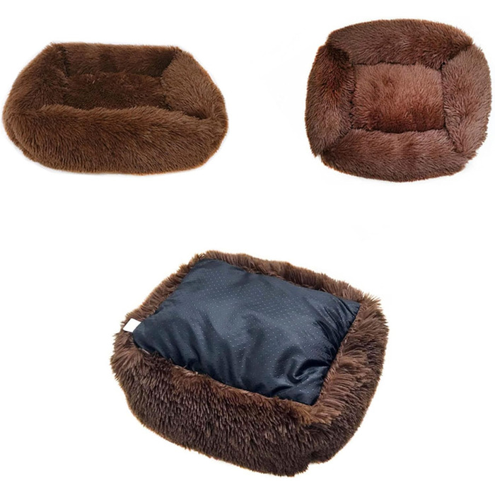 Крісло-ліжко для собак велике, м'яке, з плюшу, тепле, зручне, для малих, середніх та великих собак (L, 80 x 70 x 18 см, блакитний)