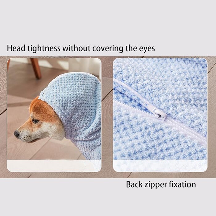 М'який та затишний халат для собак, аксесуари для душу для маленьких собак, швидковисихаючий рушник блакитний XL