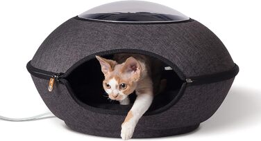 Тепле лежанка-будка K&H Thermo Lookout Pod для котів і малих собак, з підігрівом, для дому, складана, знімна подушка, безпечна