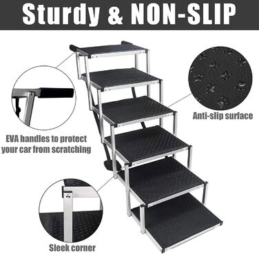 Сходинка для собак у машину, 6 сходинок, антиковзаюча, складна, для маленьких та великих собак