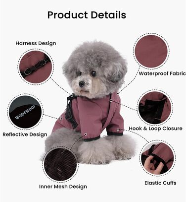 Водонепроникний дощовик для собак, дощова куртка з капюшоном для тварин, червоний, розмір XXL (56 см)