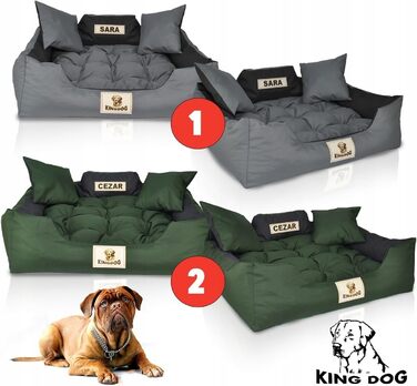 Лягушка для собак та котів KingDog з двома подушками, корзина для тварин, миється, водонепроникний PVC (100x75 см, темно-сірий)