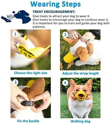 Нашийник-намордник для собак, м'який силіконовий, у вигляді гусені, жовтий, розмір S