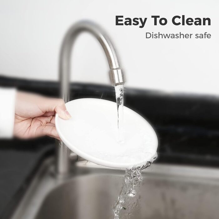 Керамічні годівниці для котів, набір 3 шт. з антиковзними килимками, широкі та плоскі миски для котів та кошенят, білий колір