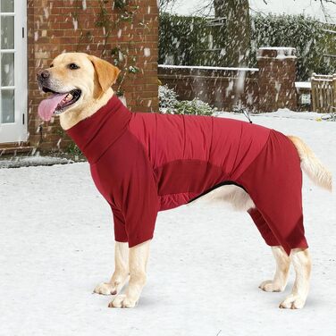 Водонепроникний зимовий одяг для собак: теплий, вітронепроникний, з високим коміром. Розміри M та XL. Червоний колір. Підходить для прогулянок, походів та кемпінгу.