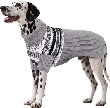 Светр для собак IECOii XXXXL, XXXX-Large, 5XL (105 см), сірий. Теплий в'язаний пуловер для німецької доги, добермана та інших великих порід.