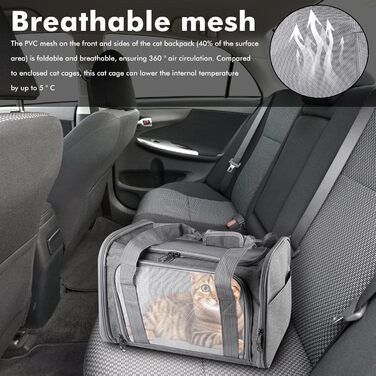 Транспортна сумка для кота/собаки WANDGU: складана, дихаюча, до 7 кг, з повідком та плечовим ременем