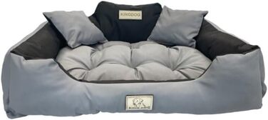 Ліжко для собак та котів KingDog з двома подушками, корзина для собак, ліжко для домашніх тварин, миється, водонепроникний PVC, XL 115x95 см, темно-сірий