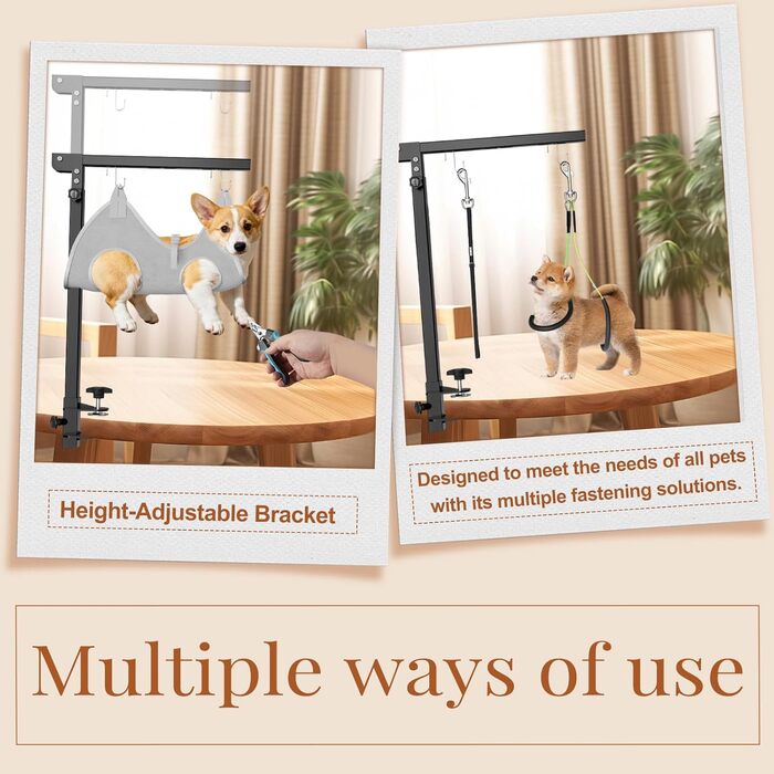 Набір для грумінгу собак з регульованою гамаком та повідком без сидіння, універсальне рішення для малих/середніх тварин (сірий)