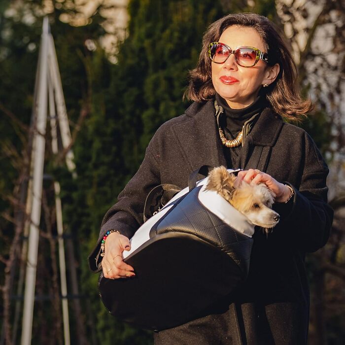 Сумка-переноска для собак та котів Boutique Zoo, чорно-біла (штучна шкіра), до 5 кг