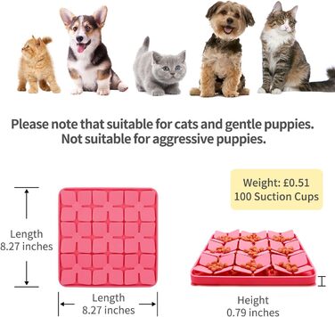 Килимок для повільного годування собак та котів Bowite Silikon з присосками (рожевий)